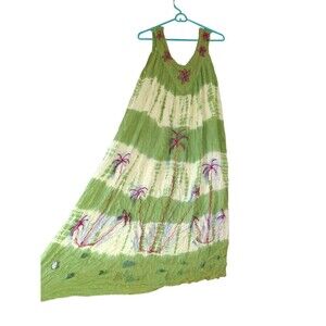 True Rock Tie-dye Sleeveless Green Color Midi Dress Beach Cruise Free Size